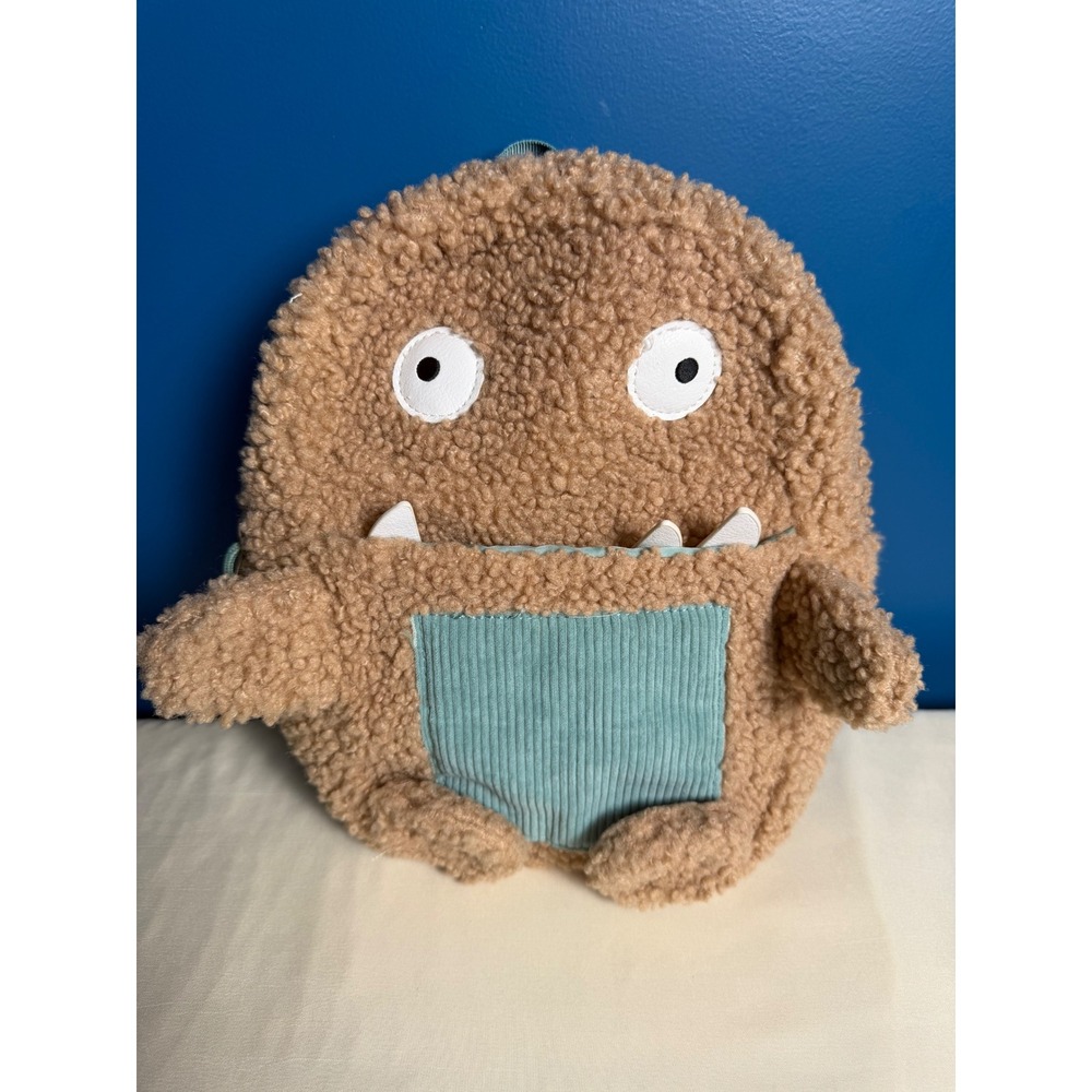Target Monster Mini Backpack Brown Sherpa Fuzzy Corduroy Mint Green Straps